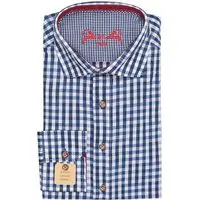 Trachtenhemd langarm blau weiß kariert slimfit 001815