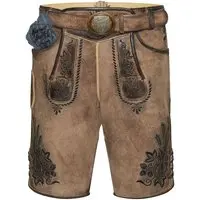Lederhose kurz mit Gürtel eiche gespeckt Braumeister 007826