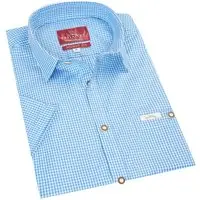 Trachtenhemd kurzarm hellblau kariert Andy 010272