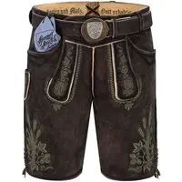 Lederhose kurz dunkelbraun oliv Braumeister 013317