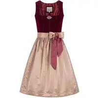Midi Dirndl 65 cm dunkelrot taupe Samt Greta 013913