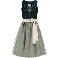 Midi Dirndl 65 cm dunkelgrün hellgrün Samt Greta 013914