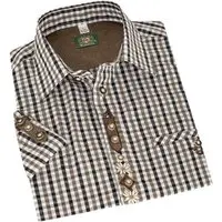 Trachtenhemd langarm braun schwarz kariert Paul 014360