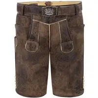 Lederhose kurz mit Gürtel braun grün Saalbach 014840