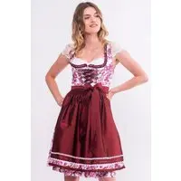 Mini Dirndl 60 cm weiß dunkelrot geblümt Emilia 014957