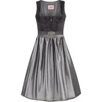 Midi Dirndl 70 cm anthrazit silbergrau Samt Pascal 015080