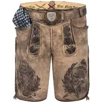 Lederhose kurz mit Gürtel graubraun antik Watzmann 015508
