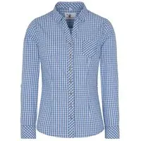 Trachtenbluse langarm blau kariert Neckar 016379