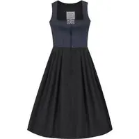 Midi Dirndl 70 cm Gastro dunkelblau schwarz Stretch Emma 014193