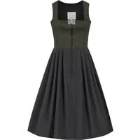 Midi Dirndl 70 cm Gastro oliv schwarz Stretch Emma 014195