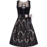 Midi Dirndl 65 cm schwarz taupe Samt Greta 014459
