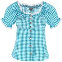 Trachtenbluse mit Karomuster ~ ~ türkis