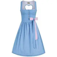 Midi Dirndl 65 cm hellblau rosa Herzl 014657