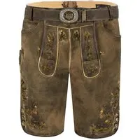 Lederhose (große Größen) kurz mit Gürtel braun grün Chris 015052