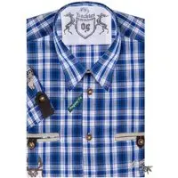 Trachtenhemd kurzarm dunkelblau kariert regular fit 111959