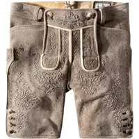 Hirschlederhose Hochries (oid grau-schwarz, ) von Stockerpoint Bergfeuer für Herren, Kurze Lederhosen, % Hirschleder