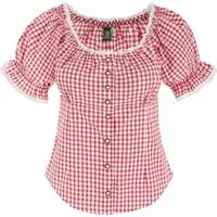 Trachtenbluse mit Karomuster ~ ~ rot