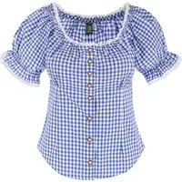 Trachtenbluse mit Karomuster ~ ~ blau