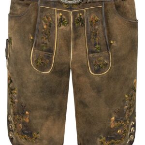 Lederhose (große Größen) kurz mit Gürtel braun grün Chris 015052