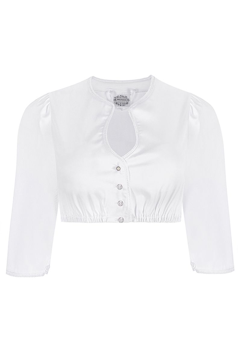 Dirndlbluse weiß mit Perle 011716