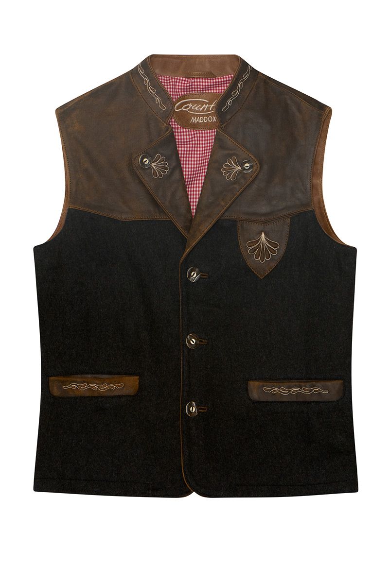 Trachtenweste braun anthrazit Leder Jonas 013182