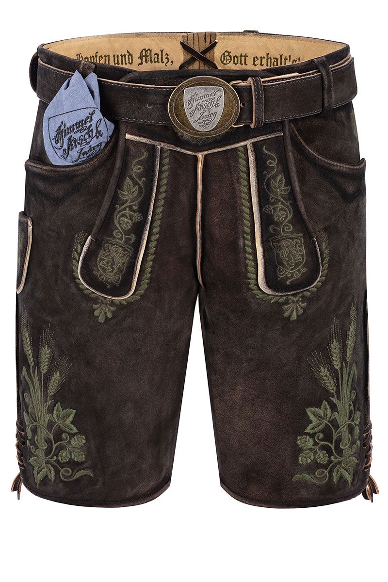 Lederhose kurz dunkelbraun oliv Braumeister 013317