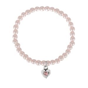 Kinder Perlenarmband mit Herzanhänger ~ rosa