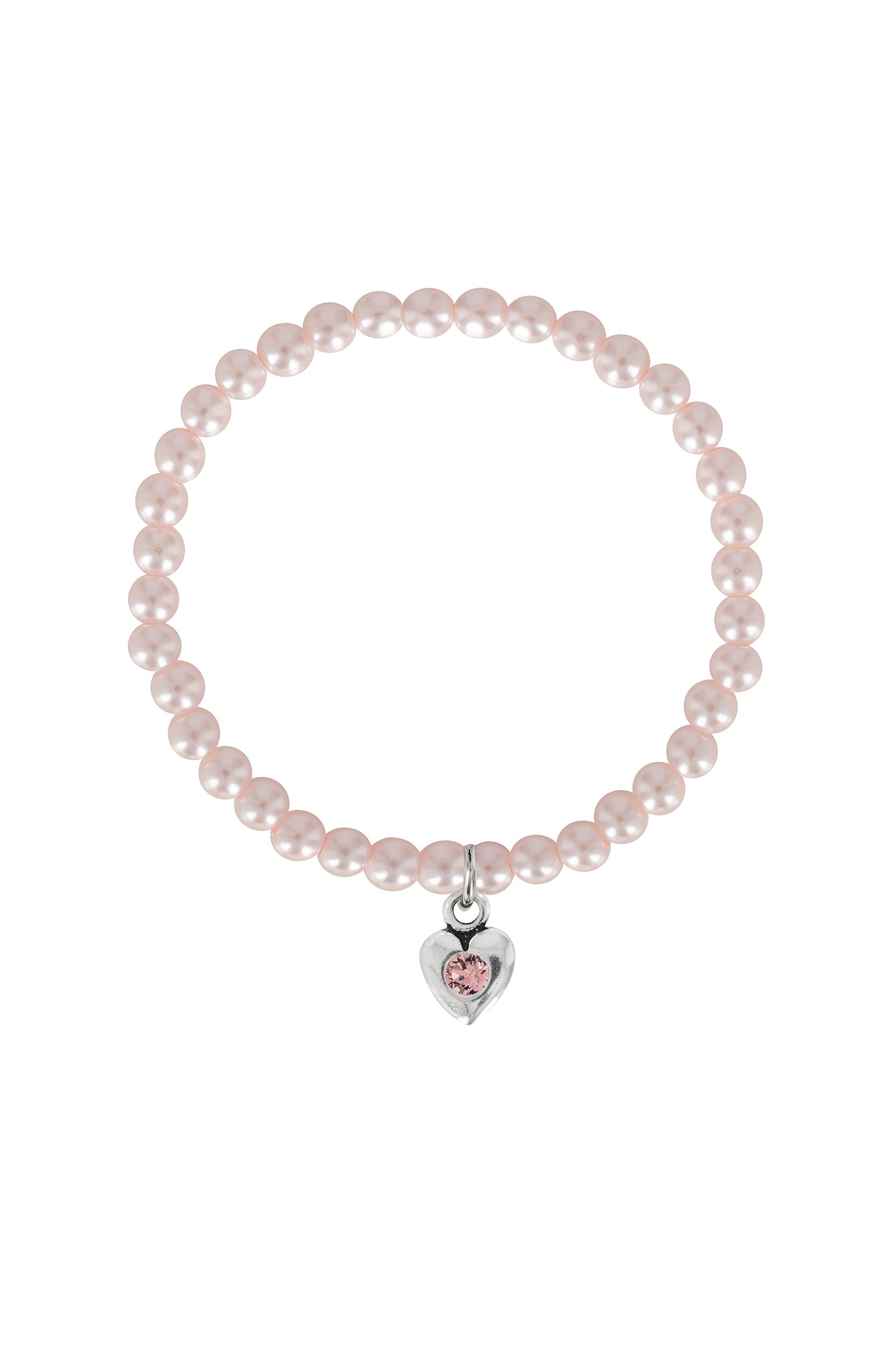 Kinder Perlenarmband mit Herzanhänger ~ rosa