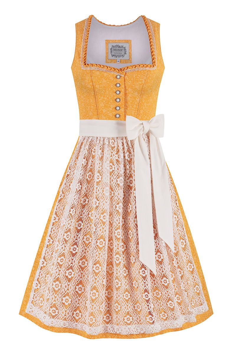 Midi Dirndl 65 cm gelb creme Flora 016315