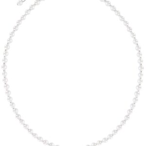 Kinder Perlencollier mit Strass-Herz 003975 ~ weiß