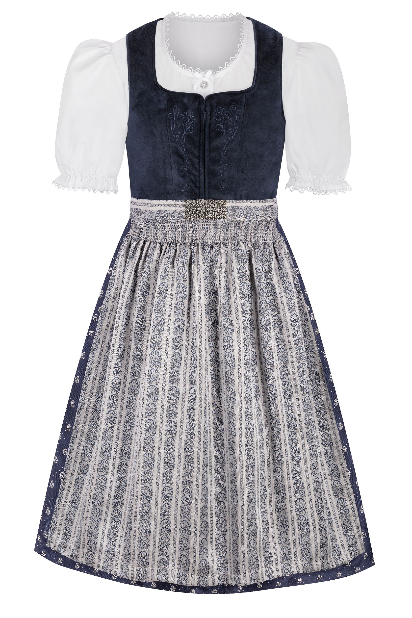 Kinderdirndl REGINA ~ blau, grau