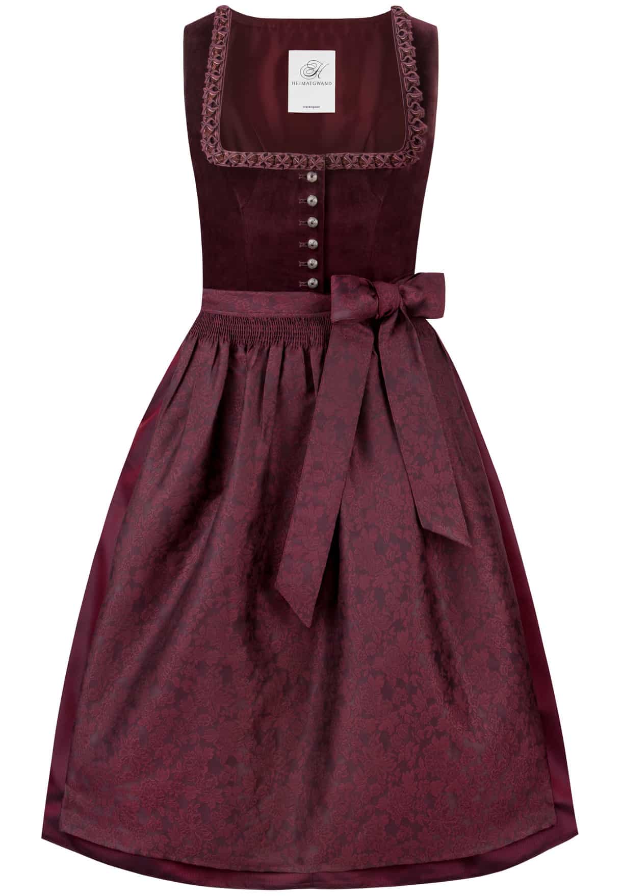 Dirndl Nicole (bordeaux) von Stockerpoint Heimatgwand für Damen, Mieder: 100% Baumwolle, Rock: 50% Baumwolle, 50% Polyester