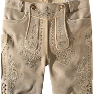 Hirschlederhose Königstein (oid kitt-grün) von Stockerpoint Bergfeuer für Herren, Lederhosen, 100% Hirschleder