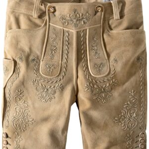 Hirschlederhose Königstein (oid schilf-grün) von Stockerpoint Bergfeuer für Herren, Lederhosen, 100% Hirschleder