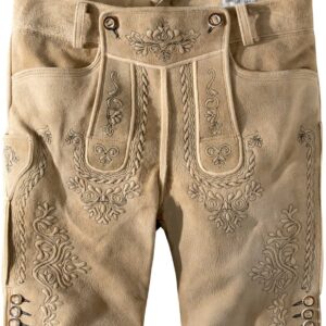 Hirschlederhose Königstein (oid schilf-schwarz) von Stockerpoint Bergfeuer für Herren, Lederhosen, 100% Hirschleder