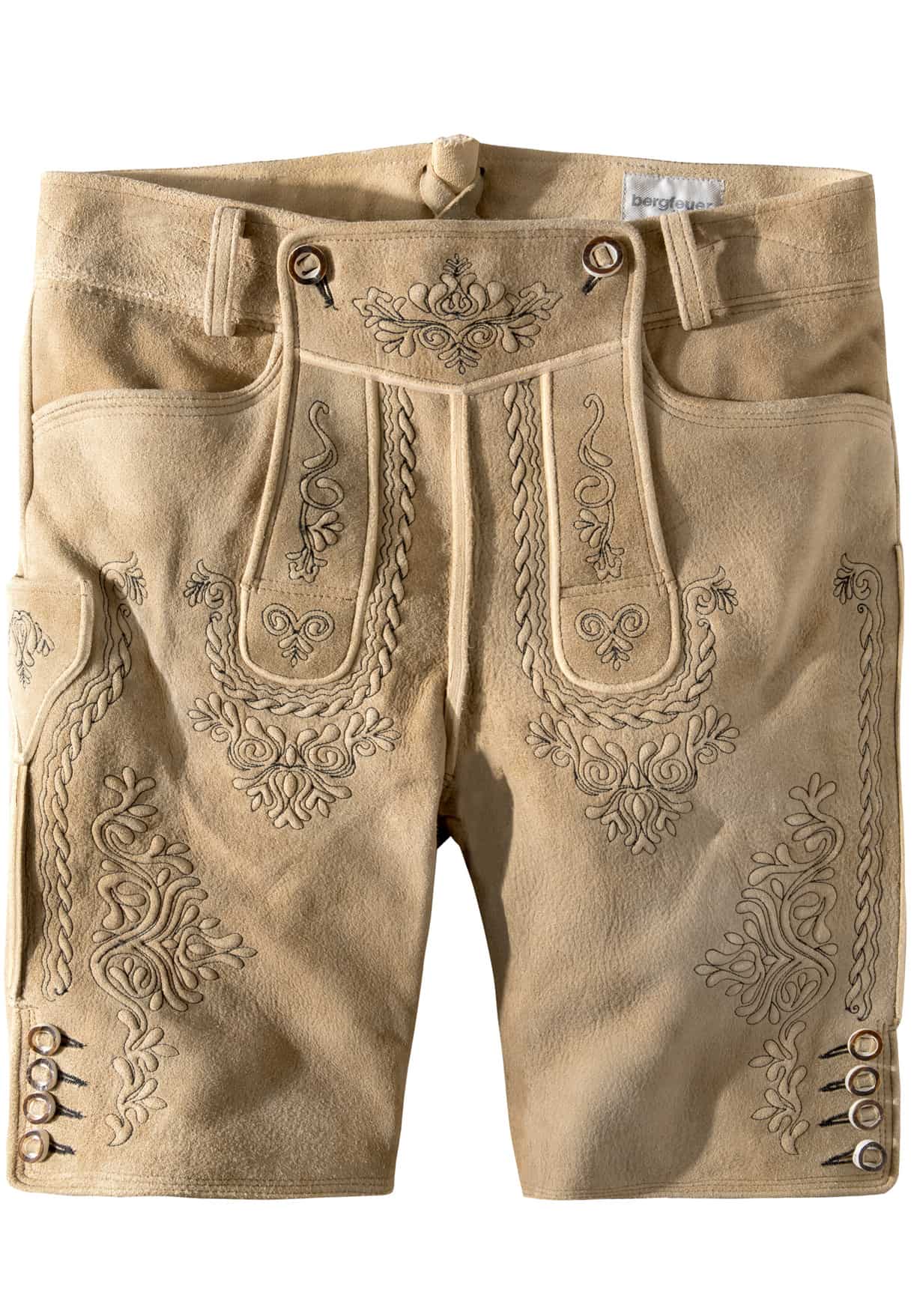 Hirschlederhose Königstein (oid schilf-schwarz) von Stockerpoint Bergfeuer für Herren, Lederhosen, 100% Hirschleder