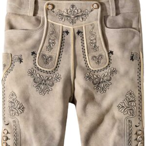Säm. gegerb. Lederhose Fellhorn (oid stein-schwarz) für Herren, Lederhosen, 100% sämisch gegerbtes Leder