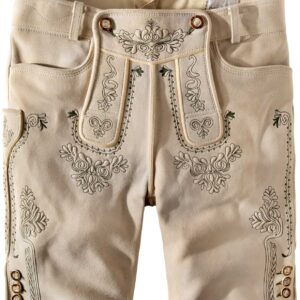 Säm. gegerb. Lederhose Fellhorn (oid sand-grün) für Herren, Lederhosen, 100% sämisch gegerbtes Leder