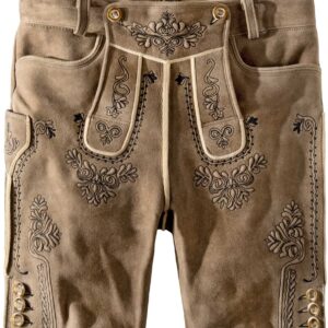 Säm. gegerb. Lederhose Fellhorn (oid trüffel-schwarz) für Herren, Lederhosen, 100% sämisch gegerbtes Leder