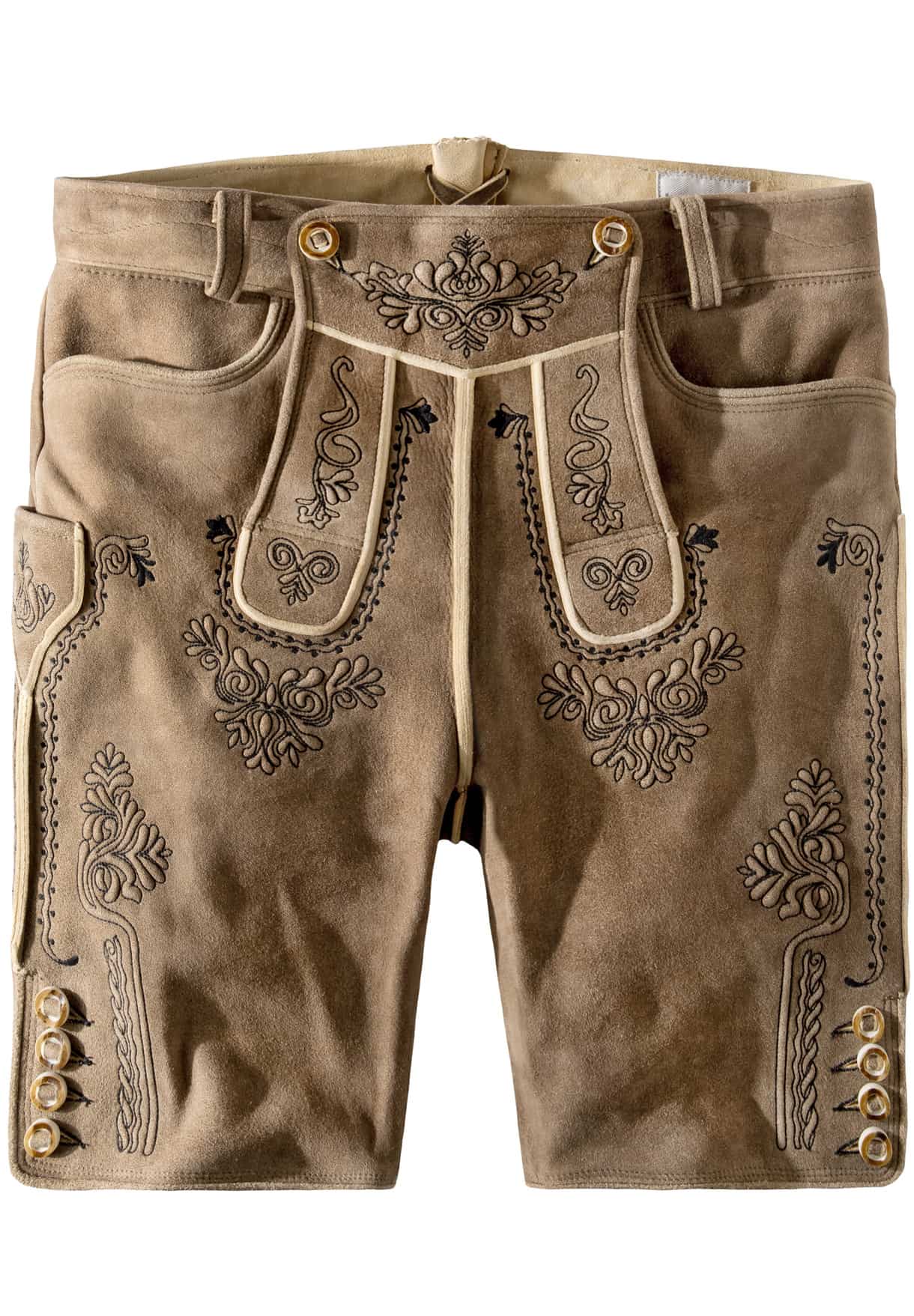 Säm. gegerb. Lederhose Fellhorn (oid trüffel-schwarz) für Herren, Lederhosen, 100% sämisch gegerbtes Leder