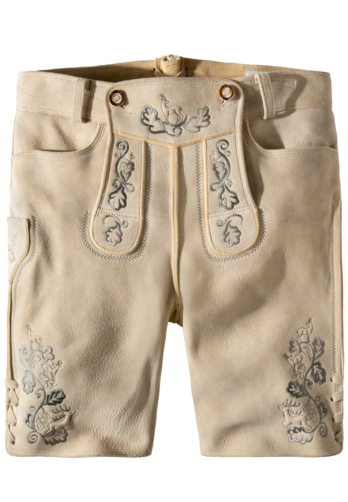 Säm. gegerb. Lederhose Tobias (oid sand-grau) von Stockerpoint Bergfeuer für Herren, Lederhosen, 100% sämisch gegerbtes Leder
