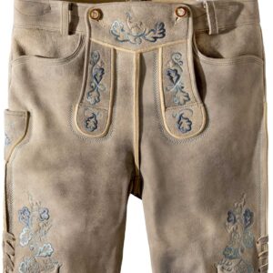 Säm. gegerb. Lederhose Tobias (oid stein-rauch) von Stockerpoint Bergfeuer für Herren, Lederhosen, 100% sämisch gegerbtes Leder