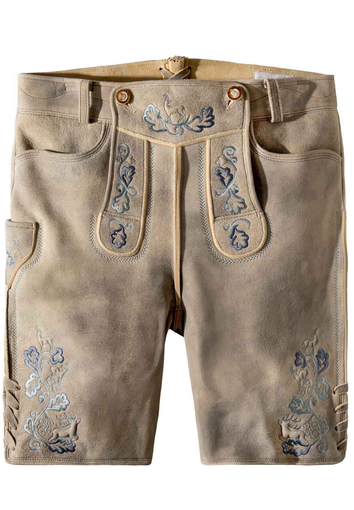 Säm. gegerb. Lederhose Tobias (oid stein-rauch) von Stockerpoint Bergfeuer für Herren, Lederhosen, 100% sämisch gegerbtes Leder