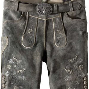 Trachtenlederhose Konstantin (granit gespeckt) von Stockerpoint Classics für Herren, Lederhosen, 100% Leder