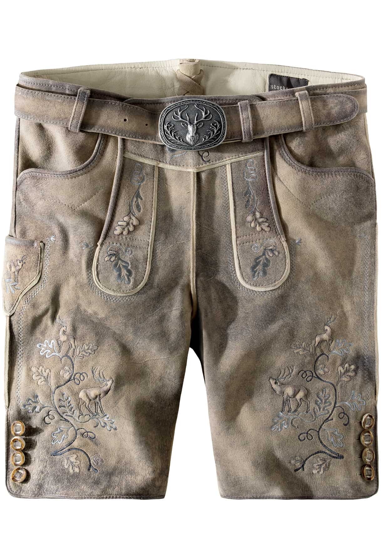 Trachtenlederhose Konstantin (sand gespeckt) von Stockerpoint Classics für Herren, Lederhosen, 100% Leder