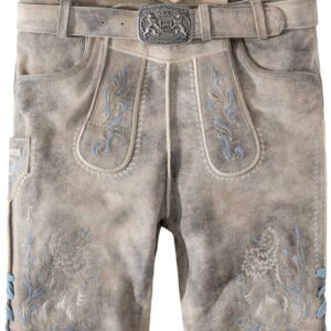 Trachtenlederhose Leo Bavaria (hellgrau gespeckt) von Stockerpoint Classics für Herren, Lederhosen, 100% Leder
