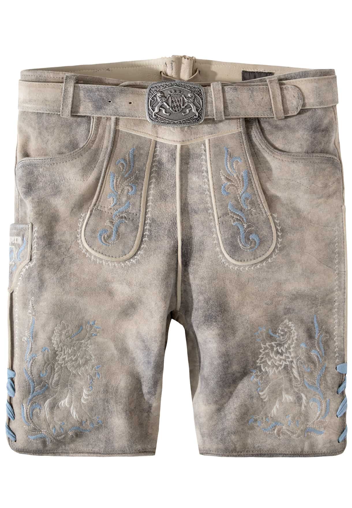 Trachtenlederhose Leo Bavaria (hellgrau gespeckt) von Stockerpoint Classics für Herren, Lederhosen, 100% Leder