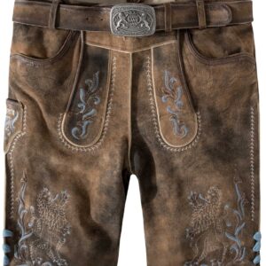 Trachtenlederhose Leo Bavaria (kiesel gespeckt) von Stockerpoint Classics für Herren, Lederhosen, 100% Leder