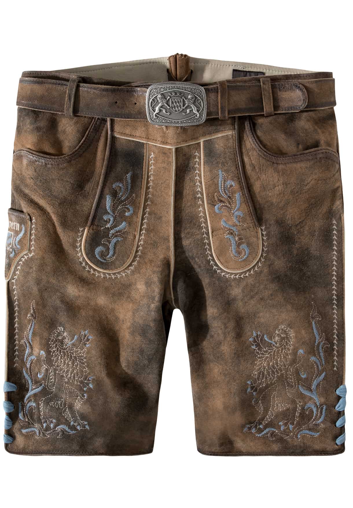 Trachtenlederhose Leo Bavaria (kiesel gespeckt) von Stockerpoint Classics für Herren, Lederhosen, 100% Leder