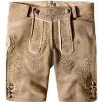 Hirschlederhose Hochries (oid korn-anthrazit, ) von Stockerpoint Bergfeuer für Herren, Kurze Lederhosen, % Hirschleder